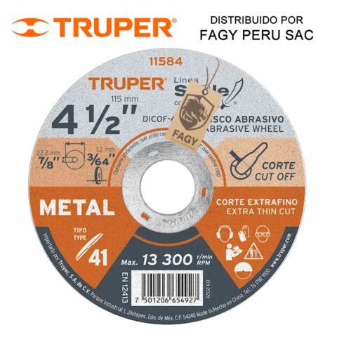 Disco 4-1/2″ corte de metal Truper 11585