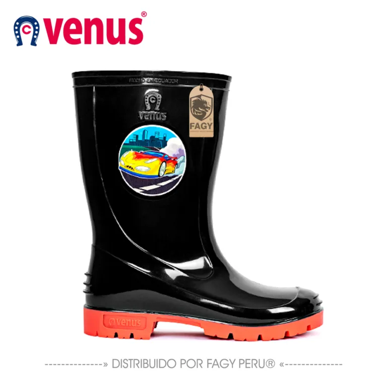 Bota venus impermeable con sticker negro