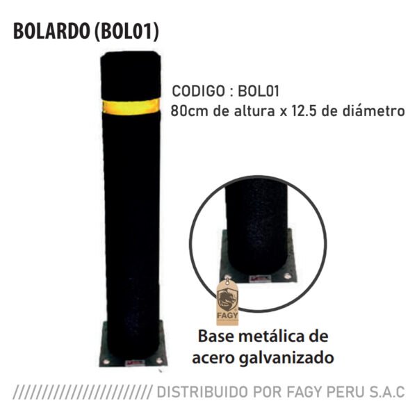 Bolardo de caucho con alma metálica